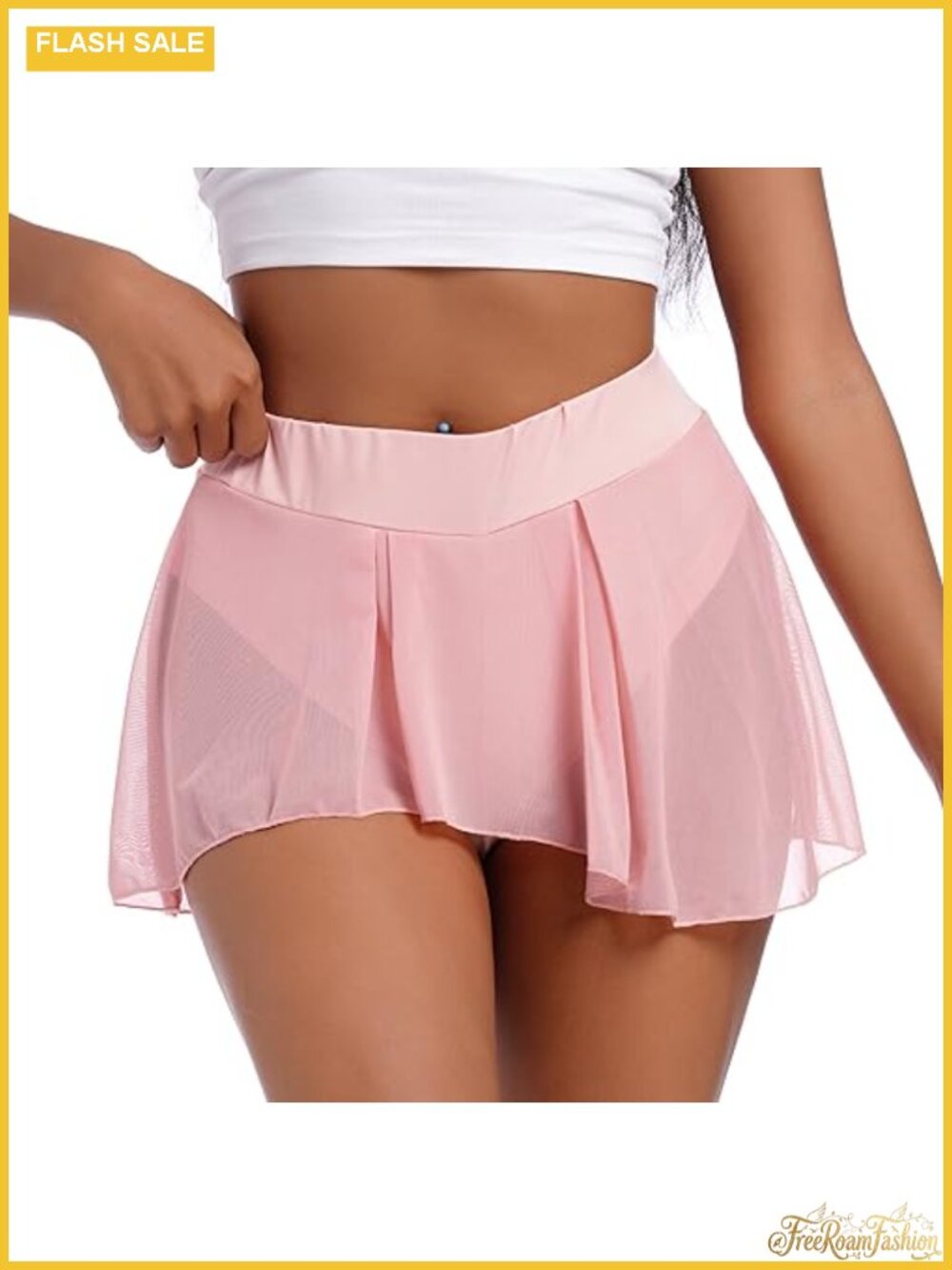 High Waist Ruffle Tulle 2-in-1 Skort Booty Shorts Gym Yoga Pole Dance